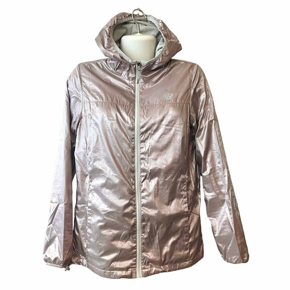New Balance Women's Purple/Silver Full Zip Jacket w/ Hood Mesh Lining | Size M